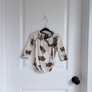 🦉Little Piggy Cream Owl Wrap One-Piece Bodysuit Organic Cotton